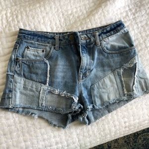 Zara patch denim jean shorts